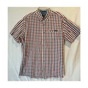 Men's Eddie Bauer short sleeve button down XLTall seersucker red white blue